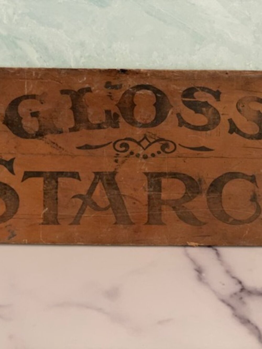Antique Gloss Starch General Store Sign Advertising Laundry Rustic Collectible